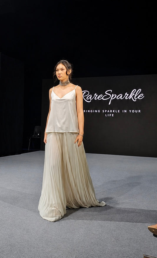 Mila Ivory Pleated Dress