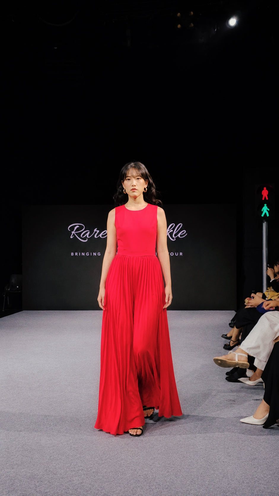 Valentina Red Pleated Wide-Leg Jumpsuit