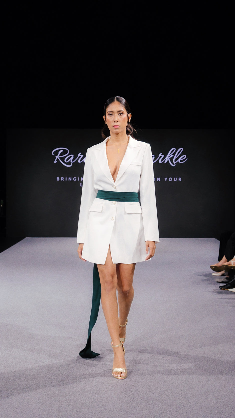 Celeste White Open-Back Blazer Dress